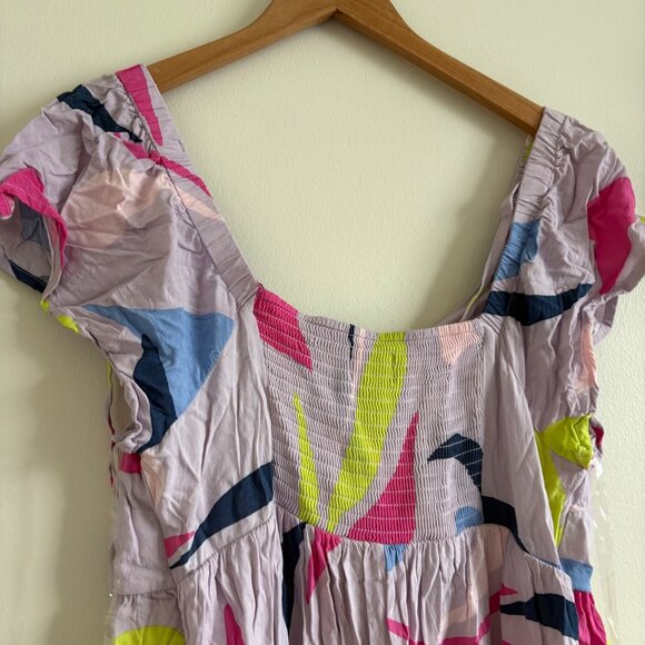 Isabel Maternity Short Sleeve V-Neck Tie Back Maxi Dress Multi Women’s Size L - Picture 7 of 9